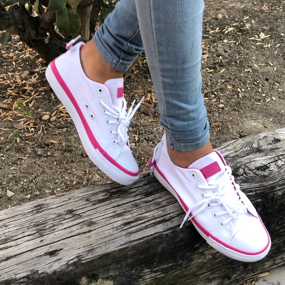 White and Pink  Women Sneakers - Picture 2 of 5